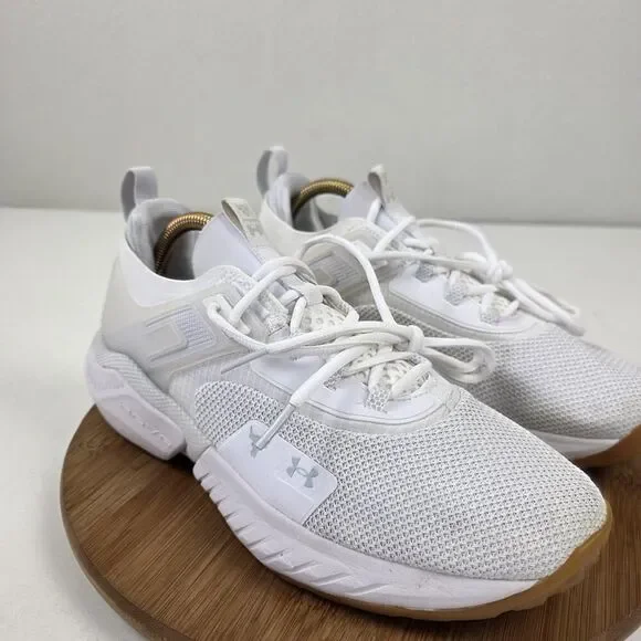 Under Armour Project Rock Shoes Mens Size‎ 10 White HOVR Training Sneakers Gym